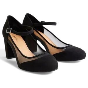 Torrid Faux Suede Mesh Mary Jane Heels